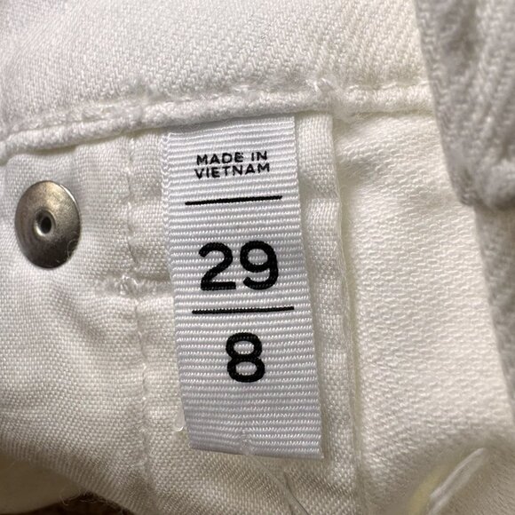 LOFT 8/29 White Denim Jean Shorts Embroidered Raw Hem 3in inseam Scalloped Edge - Picture 5 of 6